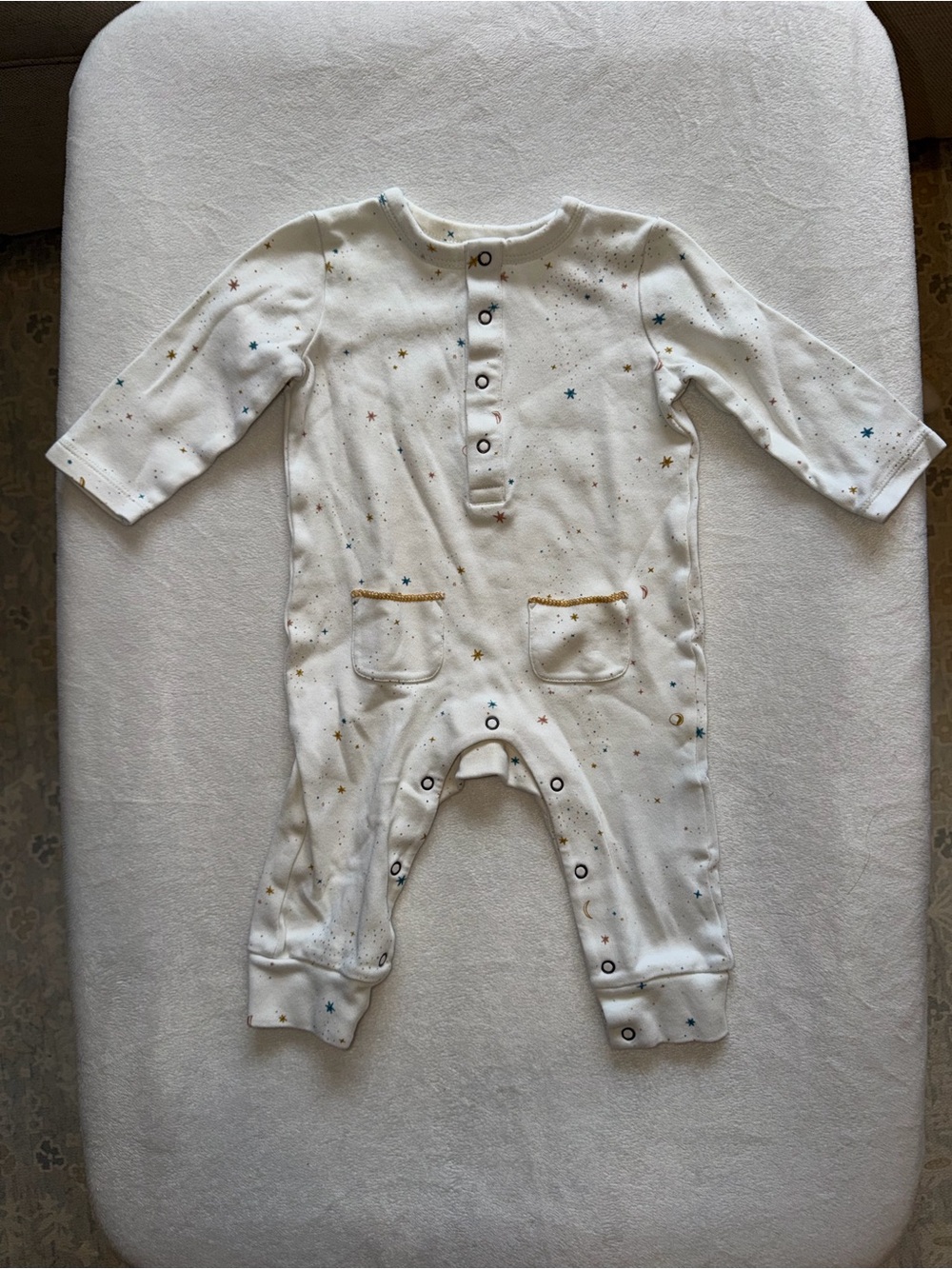 Cream Baby One-Piece with Multicolor Star Print by Pehr